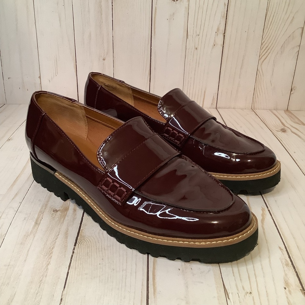 Franco Sarto Burgundy Patent Leather Loafers 7.5